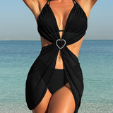 Trois Pièces Maillot de Bain Ensemble Avec Cœur Romantique