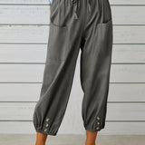 Luciane | Pantalon à cordon et boutons pour femme