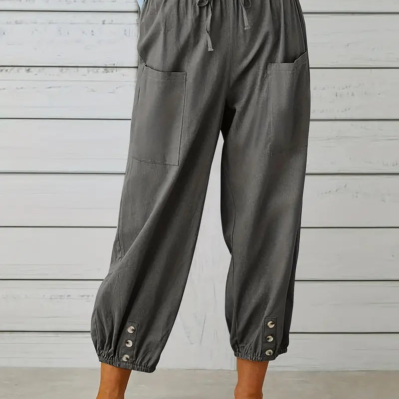 Luciane | Pantalon à cordon et boutons pour femme