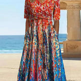 Robe de villégiature imprimée avec poches et col en V