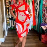 Robe imprimée droite à col en V