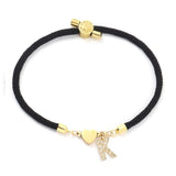 Cœur Initial Charme Lien Branché Bracelet