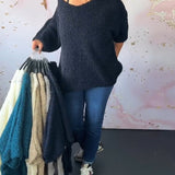 Pull décontracté de couleur unie à col en V
