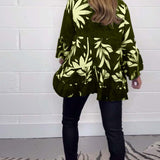 Blouse imprimée à manches cloche et boutons