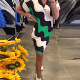 Robe À Col En V Avec Imprimé Ondulé