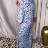 Robe longue imprimée vintage avec poche à revers