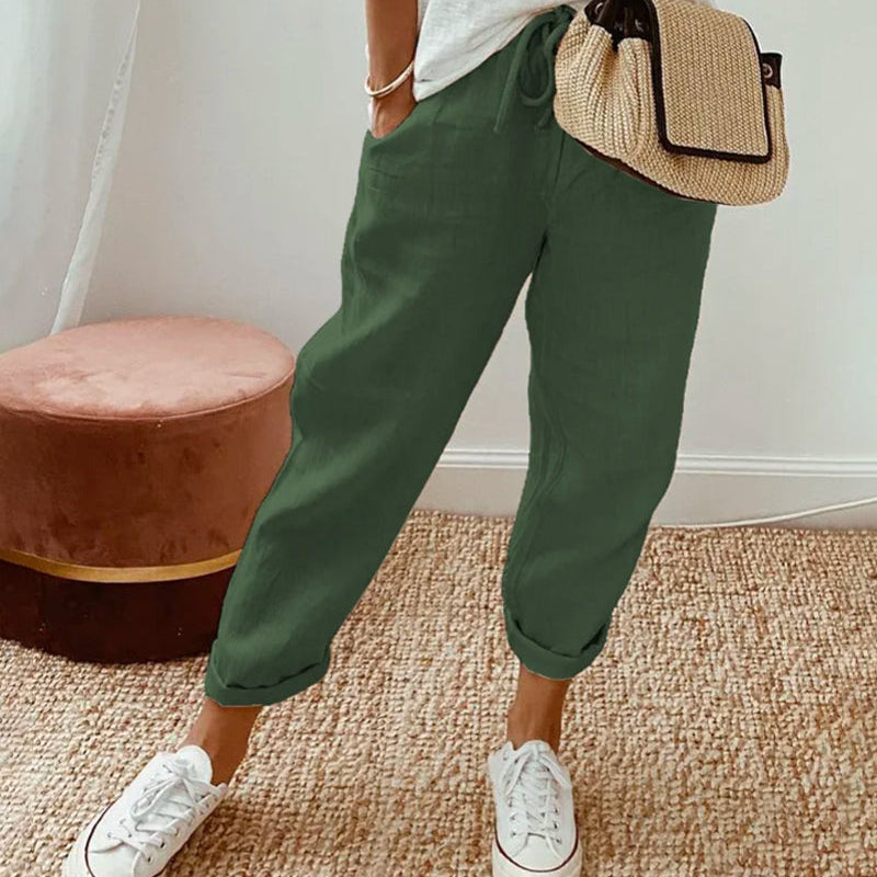 Pantalon Pur Coton Couleur Unie