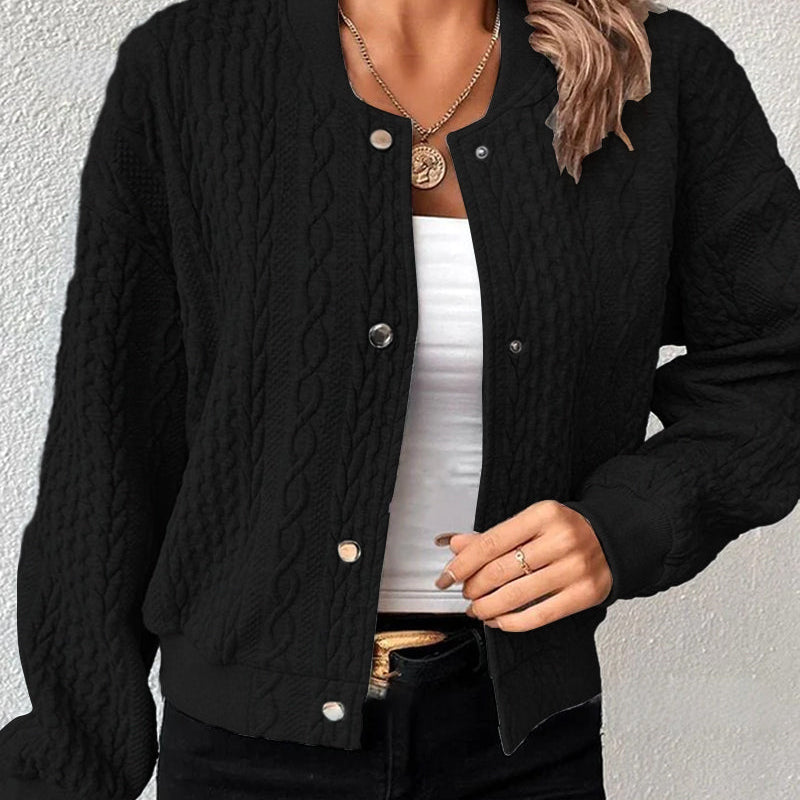 Cardigan boutonné de couleur unie