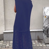 Robe sans Manches en Mesh et Patchwork