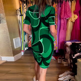 Robe imprimée droite à col en V