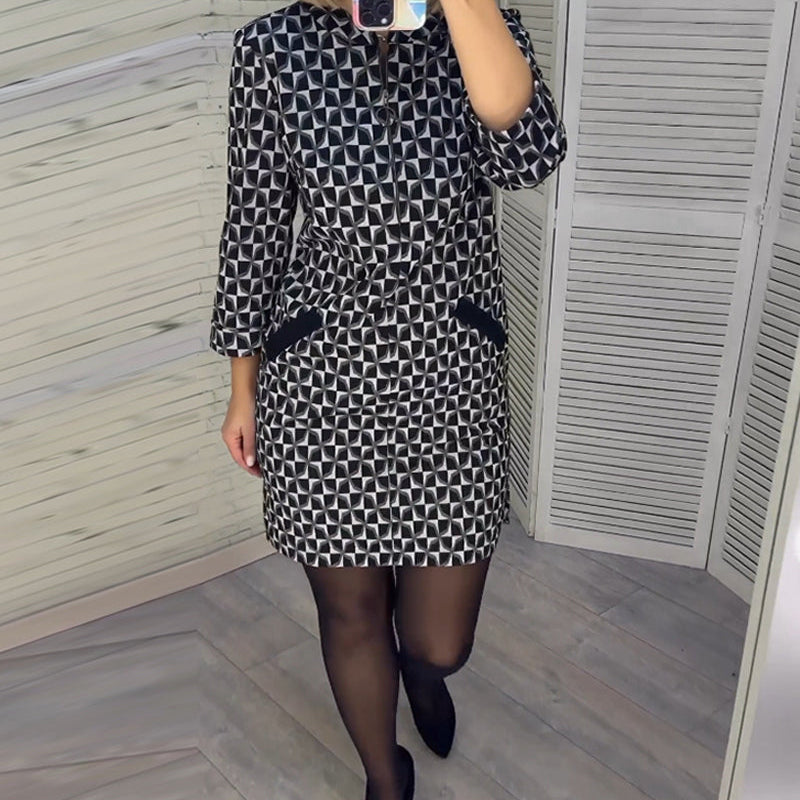 Robe à imprimé losange et manches longues