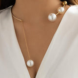 Collier clavicule pour femme avec fausse perle