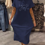Robe À Capuche Décontractée Cordon