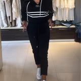 Ensemble sweat-shirt à capuche décontracté à imprimé rayé