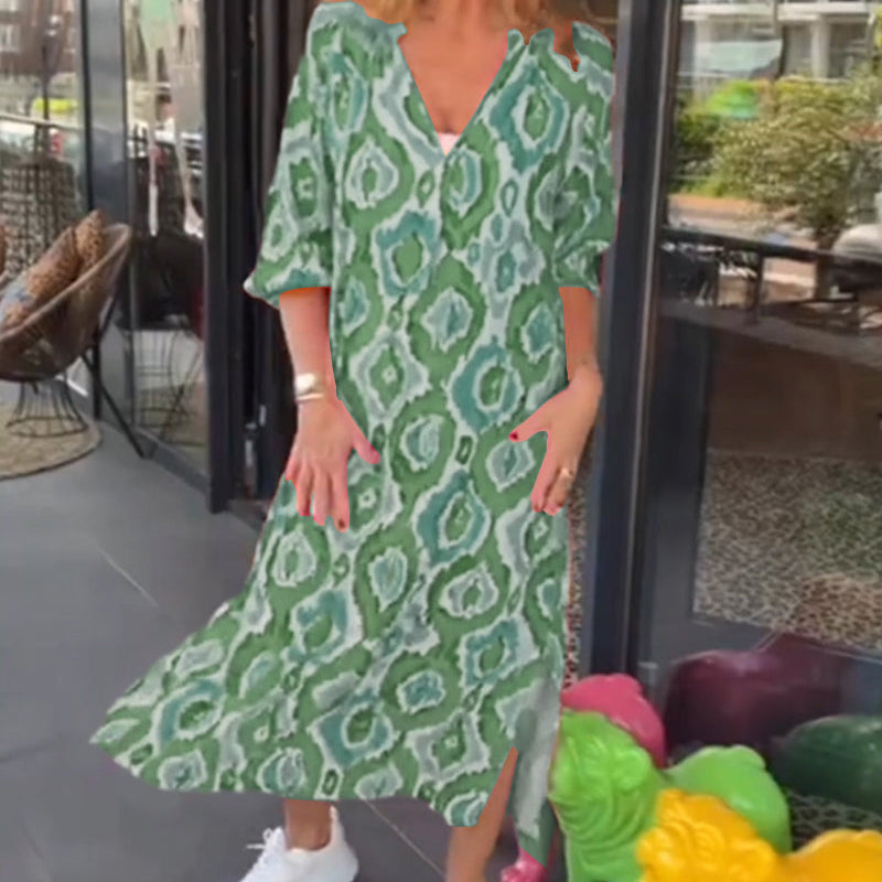 Robe à imprimé mode avec demi-manche
