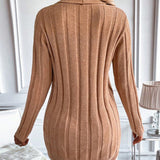 Cardigan pull côtelé de couleur unie