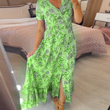 Robe col V à imprimé fleuri