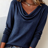 Pull Tendance À Manches Longues Avec Col En Fourrure