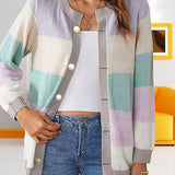 Cardigan colorblock pour kvinner