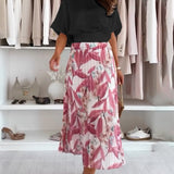 Blouse Couleur Unie Taille Nouée Manche Courte