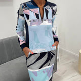 Robe à manches longues zippée avec poches bloc de couleur