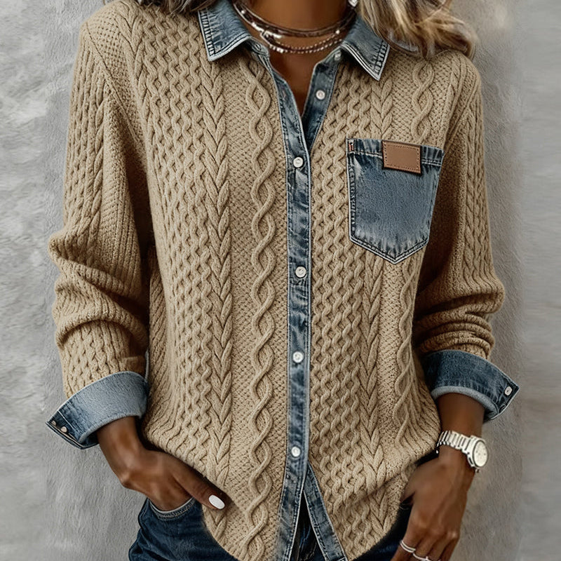 Chemise Manches Longues À Patchwork Jean