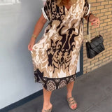 Robe à imprimé géométrique et col en V