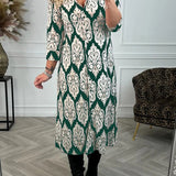 Robe à revers imprimé et fente latérale