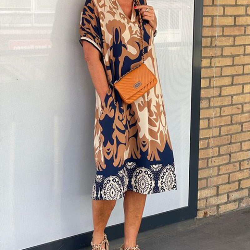 Robe à imprimé géométrique et col en V