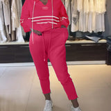 Ensemble sweat-shirt à capuche décontracté à imprimé rayé