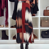 Robe Tendance Imprimée À Col Rond Et Manches Longues
