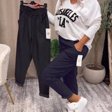 Pantalon décontracté de couleur unie avec poche