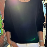 Pull Uni Col Rond Épaule Tombante