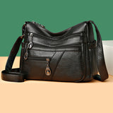 Sac bandoulière en cuir souple avec multipoches