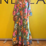 Robe décontractée à manches cloche et imprimé floral coloré