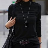 Haut Slim Fit Plissé Manches Longues