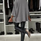 Pull tendance à boutons et col rond de couleur unie