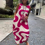 Robe Sans Manches Col Rond Avec Imprimé Géométrique
