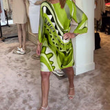 Robe midi imprimée tendance à col rond