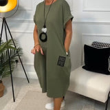 Robe décontractée à manches courtes et imprimé lettre simple