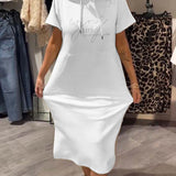 Robe À Capuche Décontractée Cordon