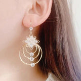 Boucles d'oreilles trois créoles lotus en cristal