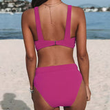 Bikinis de couleur unie taille haute