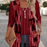 Bluse Manches Longues Imprimée Style Deux-Pièces Factice
