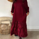 Robe Col Rond Imprimé Patchwork Irrégulier