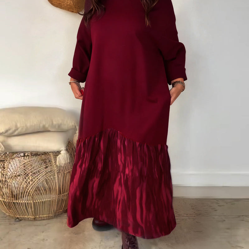 Robe Col Rond Imprimé Patchwork Irrégulier