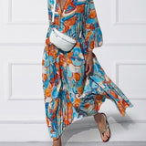 Robe à manches volantées et col en V
