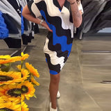 Robe À Col En V Avec Imprimé Ondulé