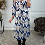 Robe à revers imprimé et fente latérale