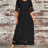 Robe élégante à Manches Mi-Longues Et Col Rond Décontracté
